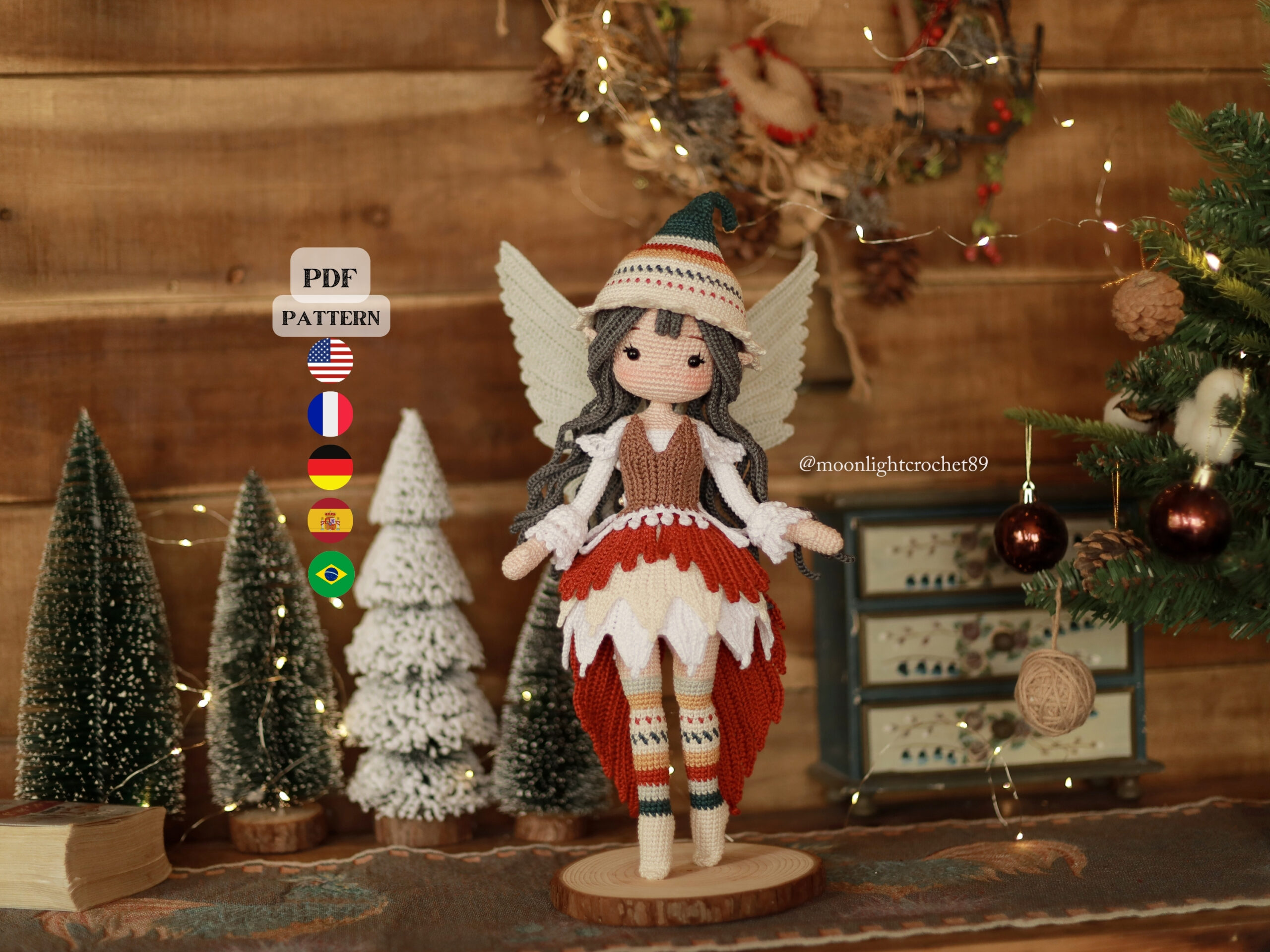 Christmas Fairy Crochet Doll Pattern, Eiralia Amigurumi Doll PDF